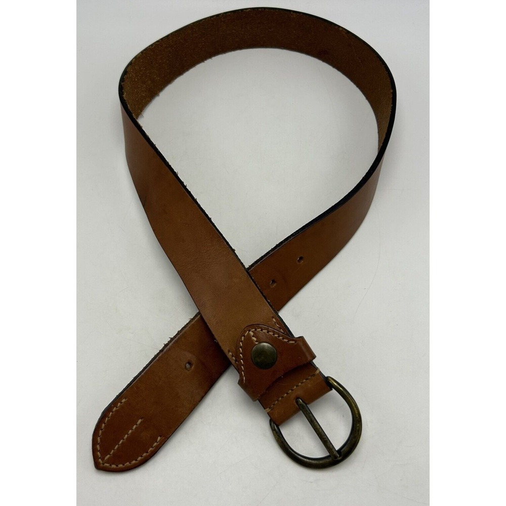 Chico's Womens Belt Brown Leather M Made in India Hooks 29"-33" Solid Read